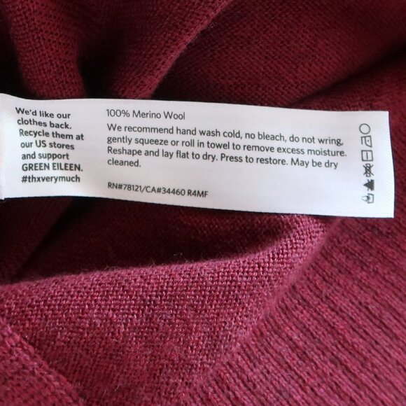 Eileen Fisher Burgundy Merino Wool Long Sleeve Pullover Sweater Dress Tunic M - Picture 7 of 9